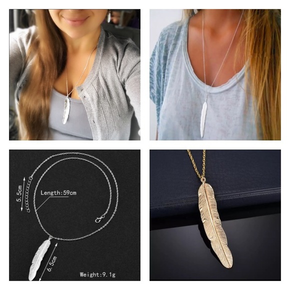 NEW!💙💎LONG💛GOLDEN💛FEATHER💛NECKLACE💎💙PRETTY! - Picture 5 of 8